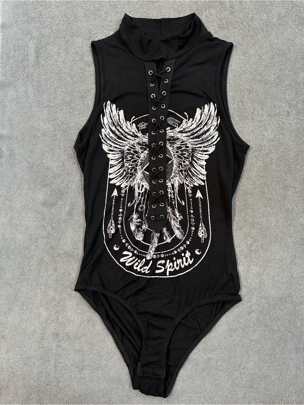 Charlotte Russe Black Wild Spirit Bodysuit - Size XS